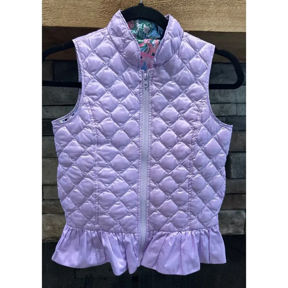 Girls Lilly Pulitzer Melanie Puffer Quilted Reversible Vest Size L *B3
